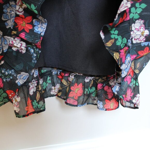 Nanette Lepore Floral-Print V-Neck Chiffon Dress size 2 Romantic Party EUC Flowy - Picture 9 of 12